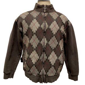 Avirex Zip Up Mock Neck Jacket Grey Argyle Large Men’s Rn45795